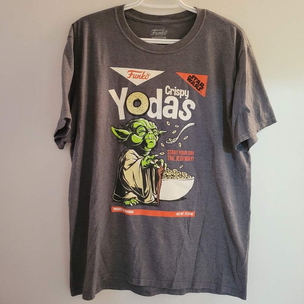Crispy Yodas Funko Star Wars Short Sleeve T-Shirt Men's Size Large Gray Yoda